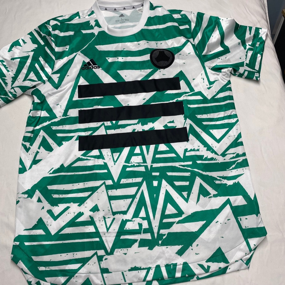 Adidas Mens Tango Soccer Jersey Green White Geometric Graphic FM1082 Size L #10
